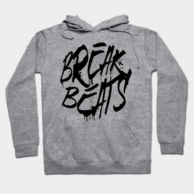 BREAKBEAT  - Spray Signature (black) Hoodie by DISCOTHREADZ 